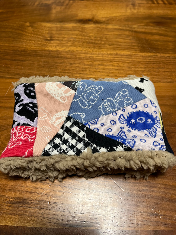 犬用スヌード ネックウォーマー☆ボアパッチワーク☆Sサイズ③ ペット