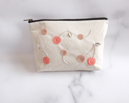 「美品」新品未使用　フェイラー　刺繍ポーチ 花とさくらんぼ d3c06f99dff42e30ebb2fba79bc863