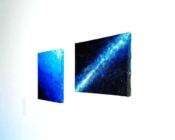 【零102】絵画  宇宙 青 空 海  抽象画 原画  インテリア 4枚目の画像