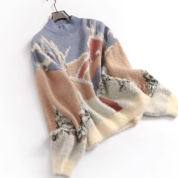 【受注】♡綿クルーネックニット.セーター やわらかい  心地良さ　ゆったり 3枚目の画像