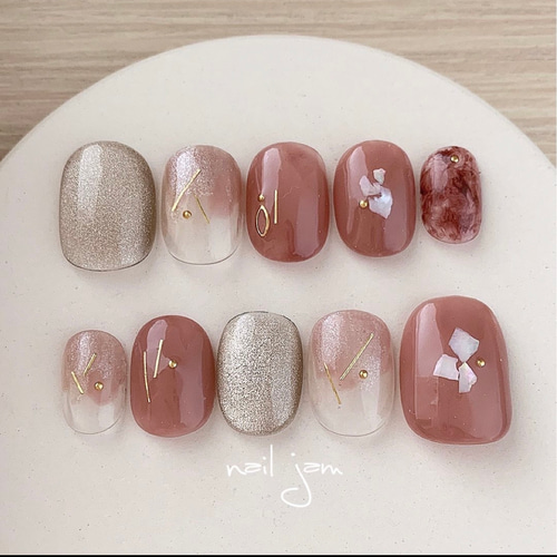 ココアブラウンのマグネイル ネイルチップ（つけ爪） nail jam 通販