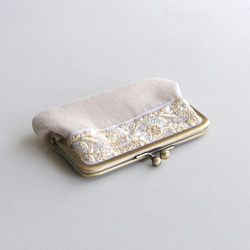 インド刺繍リボンのがま口ミニ財布/ポーチ/カードケース 2枚目の画像