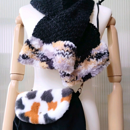 手編みの三毛猫ミニマフラー マフラー はなりん 通販 16957391