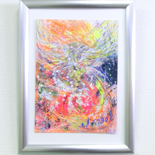 原画「龍と女神」額サイズ30×41㎝ パワーアート 龍 辰 絵画 息吹