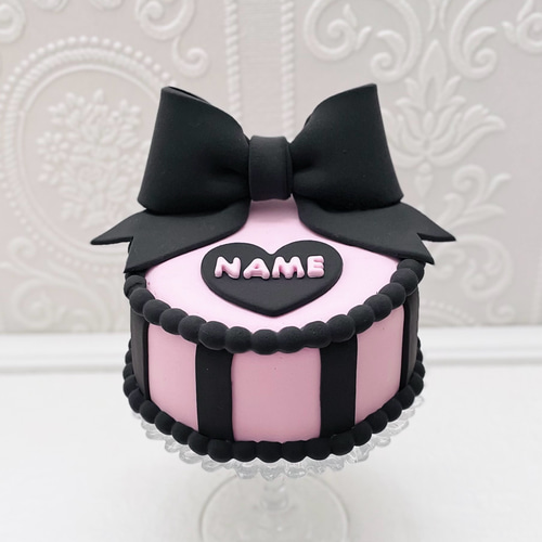 クレイケーキ1個リボンストライプ＊色自由＊推しケーキ＊フェイク