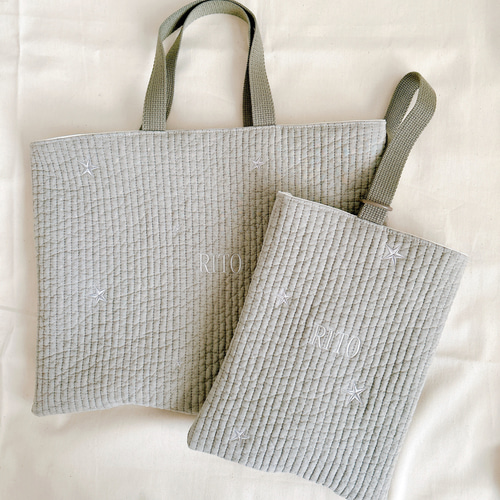 レッスンバッグ✖️2  図書袋✖️2   ヌビ　ムーンスター刺繍　ラベンダー刺繍 通販公式店 2/2個口ページ レッスンバッグ✖️2 図書袋✖️2 ヌ
