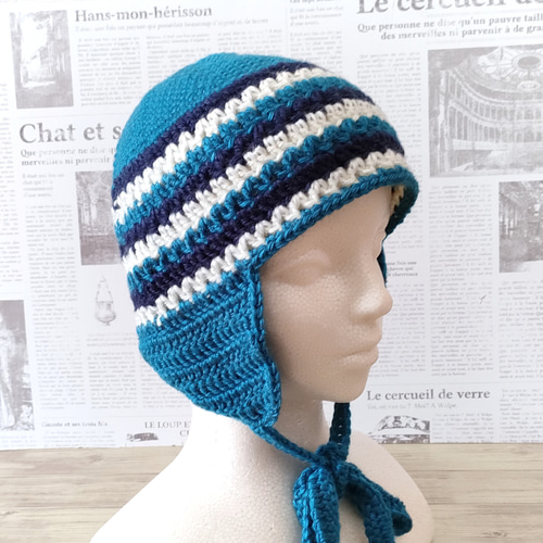 耳当て 耳あて付きニット帽 ハンドメイド フライトキャップ ビーニー 