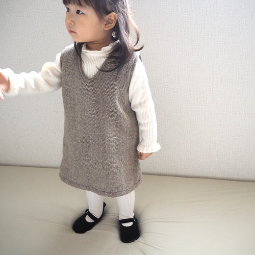 ラグナムーン ニットツイードフリンジジャンパースカート Sサイズ