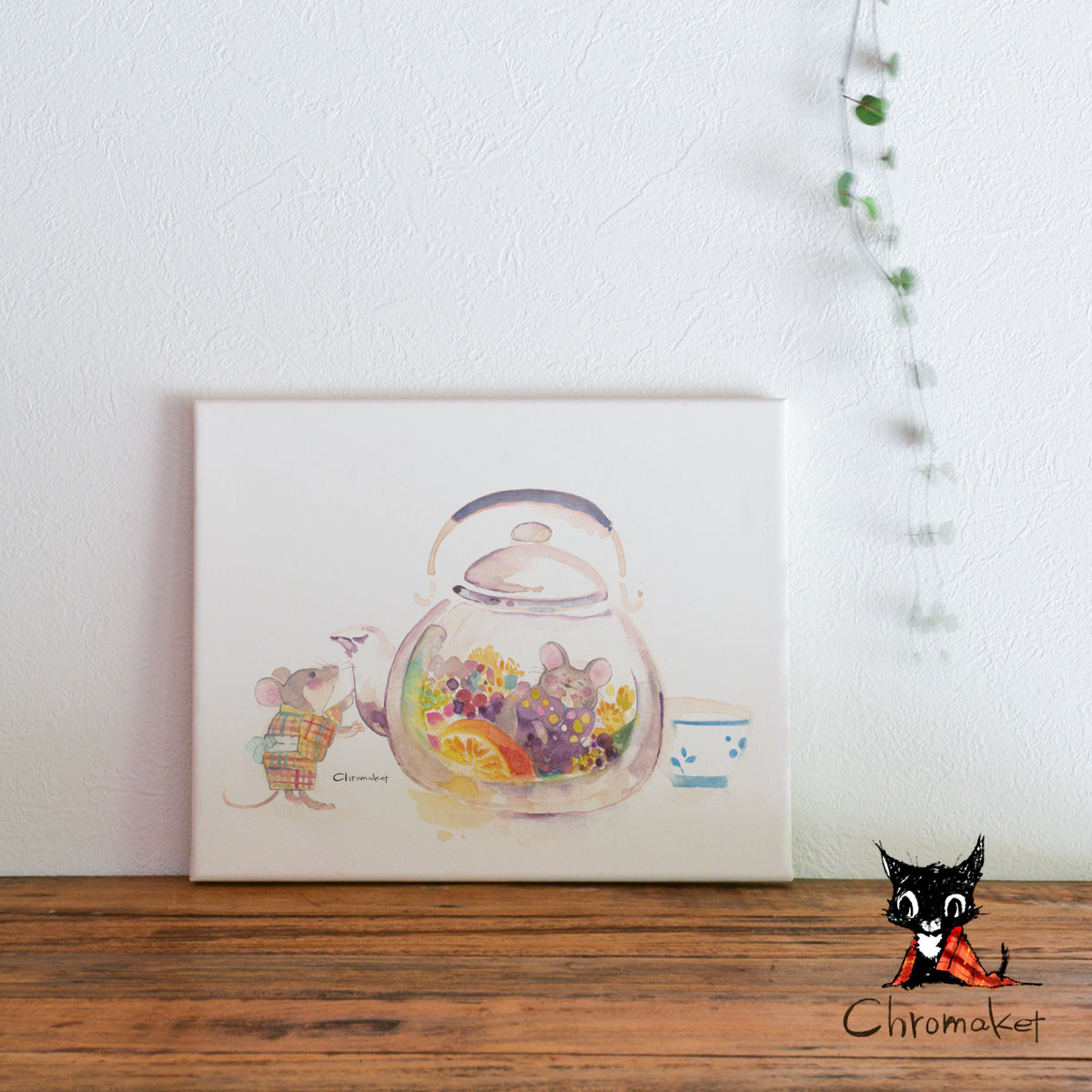 アートパネル 北欧 インテリア ファブリックパネル イラスト パネル ボード＊かわいい ティータイム 4,690円