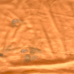 端切れ　オレンジ　O-36 インドサリー製　ザリワーク（金属刺繍生地） 1枚目の画像
