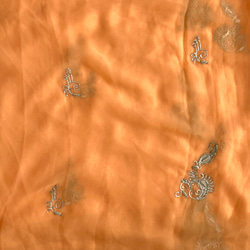 端切れ　オレンジ　O-36 インドサリー製　ザリワーク（金属刺繍生地） 2枚目の画像