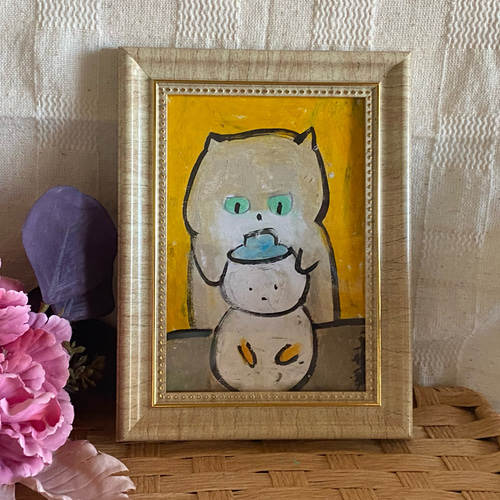 絵画。原画【かわいい猫ちゃんと梨】 全国宅配無料 絵画。原画【かわいい猫ちゃんと梨】 絵画 - 絵画