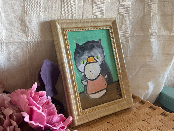絵画。原画手描【冬、かわいい猫ちゃんは雪だるまを作るのが好きですね】04 2枚目の画像