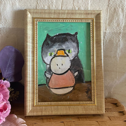 絵画。原画手描【冬、かわいい猫ちゃんは雪だるまを作るのが好きですね】04 1枚目の画像