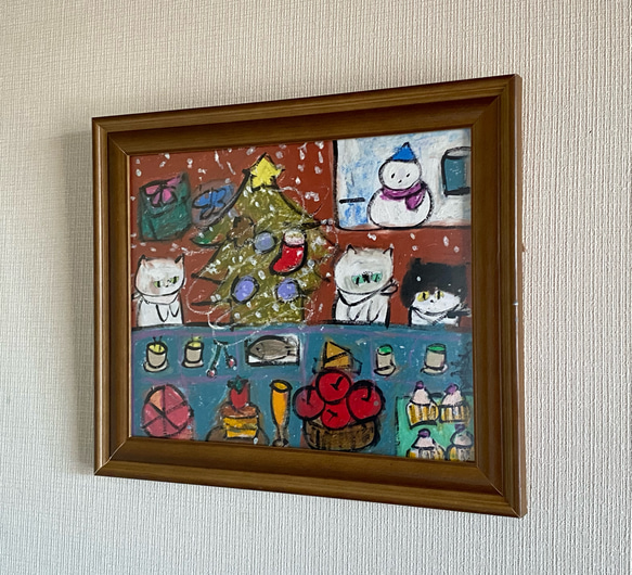 絵画 。壁掛け絵☆【猫ちゃんたちの幸せなクリスマスパーティー】05 2枚目の画像