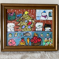 絵画 。壁掛け絵☆【猫ちゃんたちの幸せなクリスマスパーティー】05 4枚目の画像