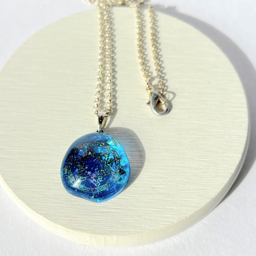 fairy　　佐竹ガラスの球体ネックレス　レジンネックレス　ハンドメイド 魔法陣の六芒星ネックレス / ファンタジー / レジン / 海