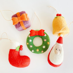 羊毛フェルトのクリスマスオーナメント5点セット その他インテリア雑貨