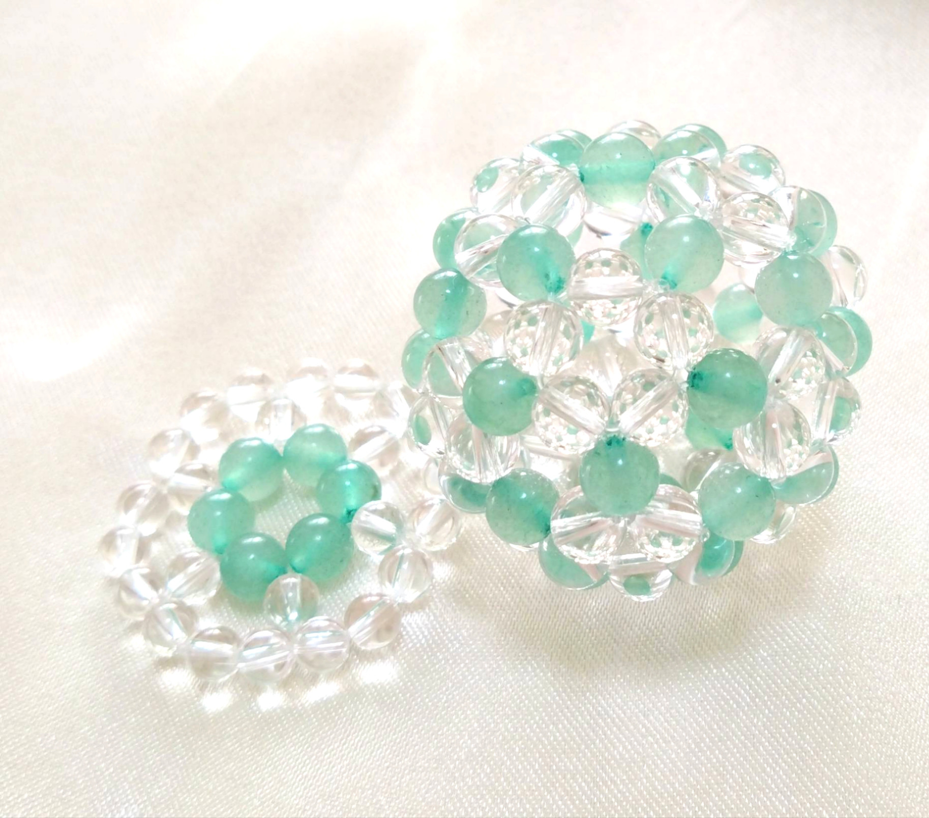 グリーンアベンチュリン×クリスタル　神聖幾何学フラーレン