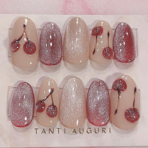 ぷっくりさくらんぼ ジェルネイルチップ ネイルチップ（つけ爪） r  