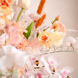 【5月5日までお値引き】¥14550→¥12800 ブートニア付き　春色　ウェディングブーケ　造花　前撮り　和装 13枚目の画像
