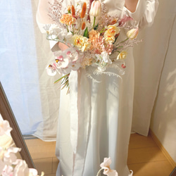 結婚式、前撮り ブーケ ブートニア付き(造花) ブートニア付き 春色 ウェディングブーケ 造花 前撮り 和装
