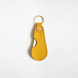 便攜式鞋拔黃銅 [黃色] 鑰匙圈禮物品牌男士女士緊湊型皮革手工製作 第3張的照片
