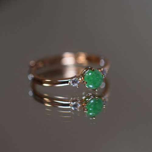 SR3-82 ミャンマー産 天然 本翡翠 リング 指輪 シンプル フリーサイズ