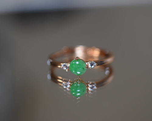 SR3-82 ミャンマー産 天然 本翡翠 リング 指輪 シンプル フリーサイズ