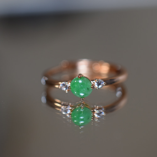 SR3-82 ミャンマー産 天然 本翡翠 リング 指輪 シンプル フリーサイズ