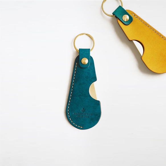 便攜式鞋拔黃銅 [綠松石色 x 黃色] 鑰匙圈禮物品牌男士女士緊湊型 第1張的照片
