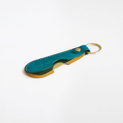 便攜式鞋拔黃銅 [綠松石色 x 黃色] 鑰匙圈禮物品牌男士女士緊湊型 第5張的照片