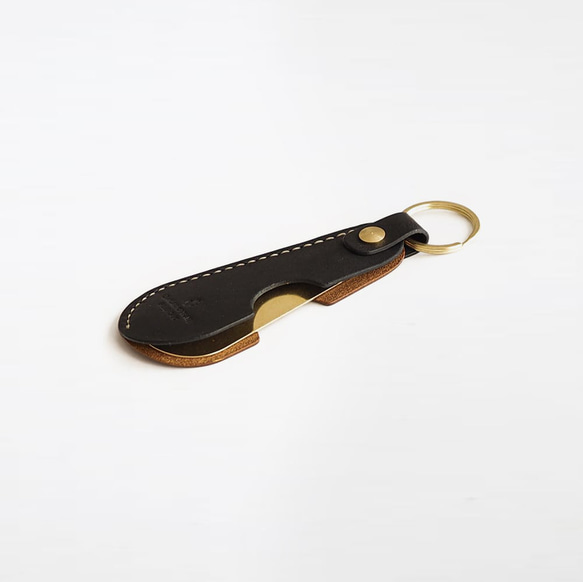 携帯用 靴べら 真鍮【ブラック×ブラウン】 キーホルダー プレゼント ブランド メンズ レディース コンパクト 5枚目の画像