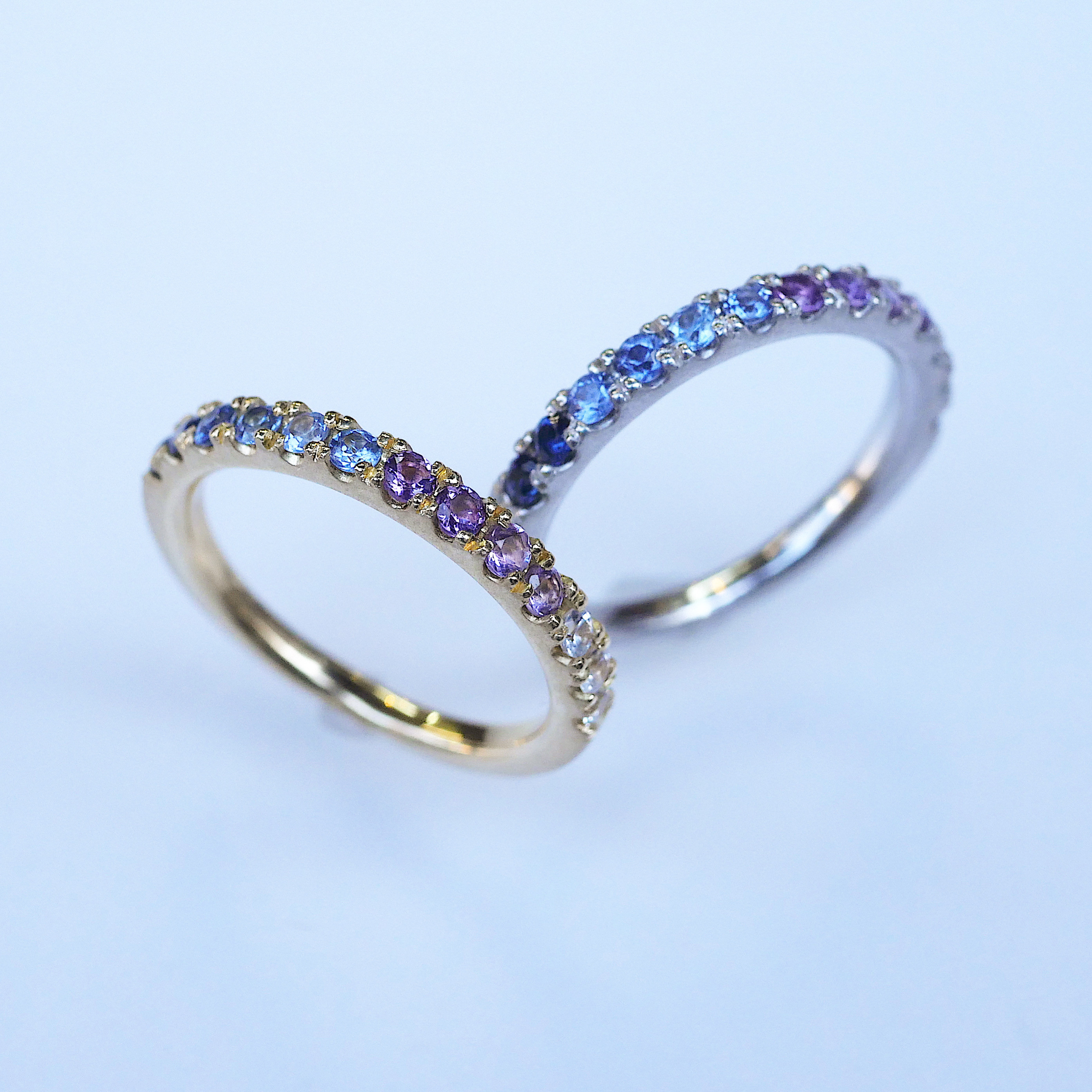 Rain Day Ring サファイアとアメジストのリング18K、プラチナ