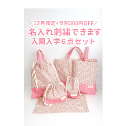 入園入学セット｜サイズオーダー可｜ピンクいちご柄レッスンバッグ3点
