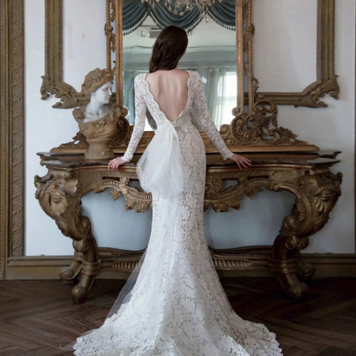 総レース Vネックウエディングドレス ドレス ウララ — 花嫁の夢を