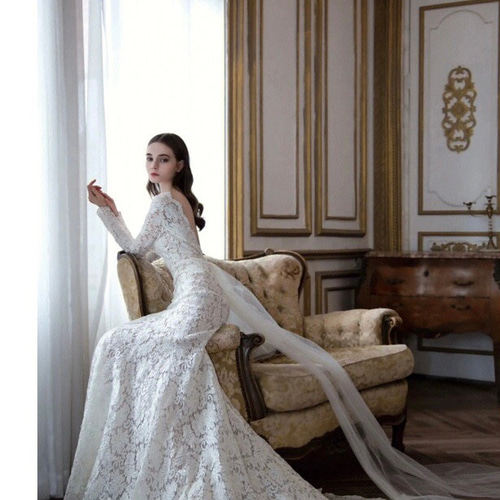 総レース Vネックウエディングドレス ドレス ウララ — 花嫁の夢を