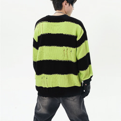 メンズ・レディース兼用・レトロなパッチワーク柄のセーターゆったりとした襟の長袖ニット 2カラー  20-1186 6枚目の画像