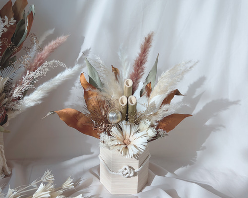 ドライフラワー門松 お正月飾り フラワーポット インテリアフラワー