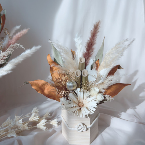 ドライフラワー門松 お正月飾り フラワーポット インテリアフラワー