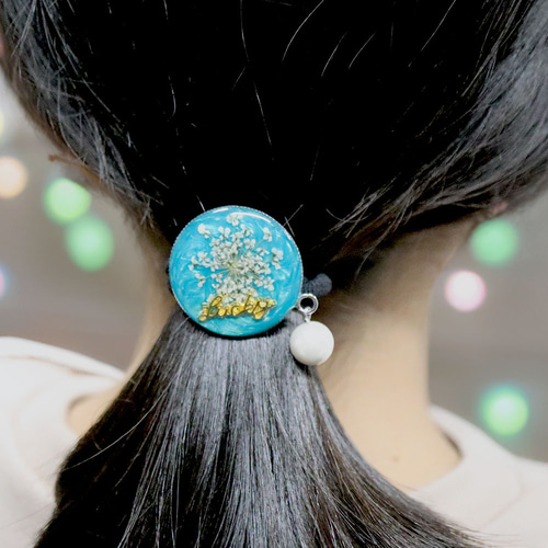 ターコイズブルー レースフラワー ヘアゴム ヘアゴム Anges Siori 通販