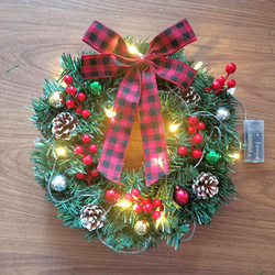 [早割クリスマス2023]クリスマスリース 玄関 緑の蔓の花輪 クリスマスプレゼント Christmas wreath 1枚目の画像