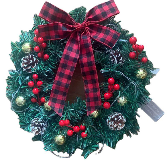 [早割クリスマス2023]クリスマスリース 玄関 緑の蔓の花輪 クリスマスプレゼント Christmas wreath 5枚目の画像