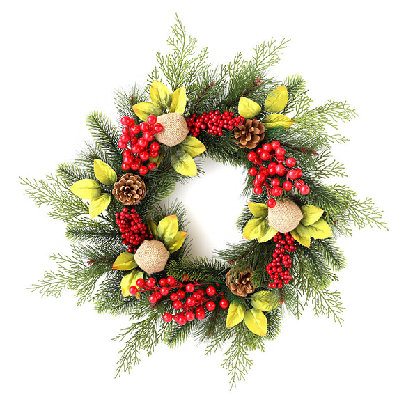 [早割クリスマス2023]クリスマスリース 玄関 レッドベリー金箔クリスマスプレゼント Christmas wreath 5枚目の画像