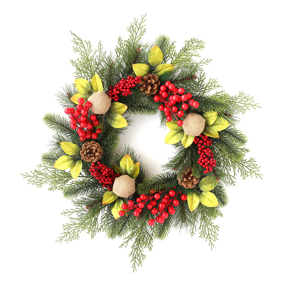 [早割クリスマス2023]クリスマスリース 玄関 レッドベリー金箔クリスマスプレゼント Christmas wreath 3枚目の画像