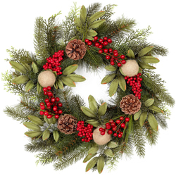 [早割クリスマス2023]クリスマスリース 玄関 レッドベリー金箔クリスマスプレゼント Christmas wreath 2枚目の画像