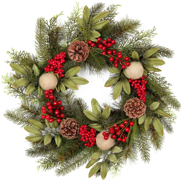 [早割クリスマス2023]クリスマスリース 玄関 レッドベリー金箔クリスマスプレゼント Christmas wreath 1枚目の画像