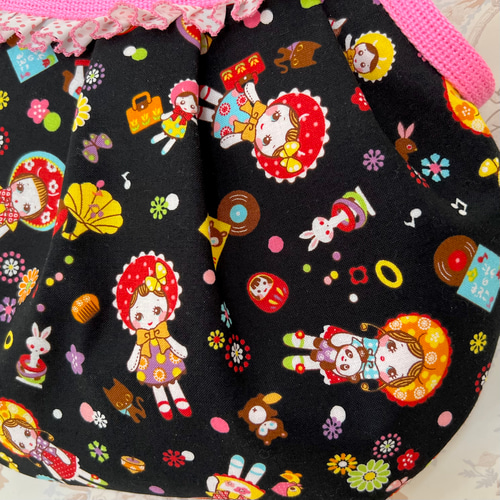 文化人形はなちゃん レトロ 一閑張り バッグ かごバッグ