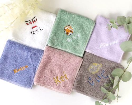 お絵描き刺繍 今治 タオルハンカチ ハンドタオル タオル 名入れ