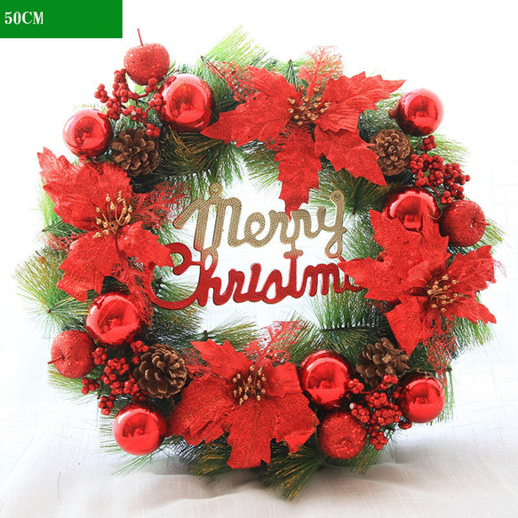 [早割クリスマス2023]クリスマスリース 赤と緑の松葉 玄関 クリスマスプレゼント Christmas wreath 1枚目の画像